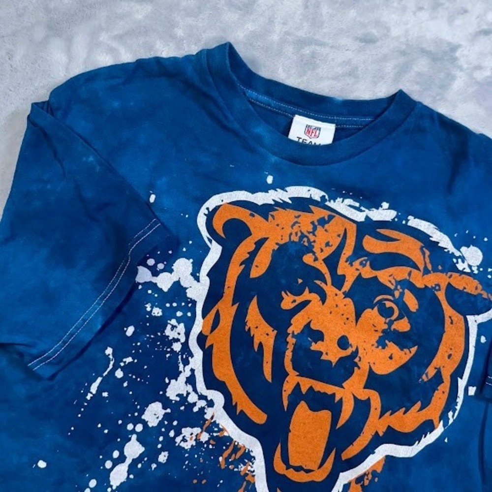 Chicago Bears NFL Team Apparel T-Shirt Mens Size M Blue Tie Dye Graphic Tee